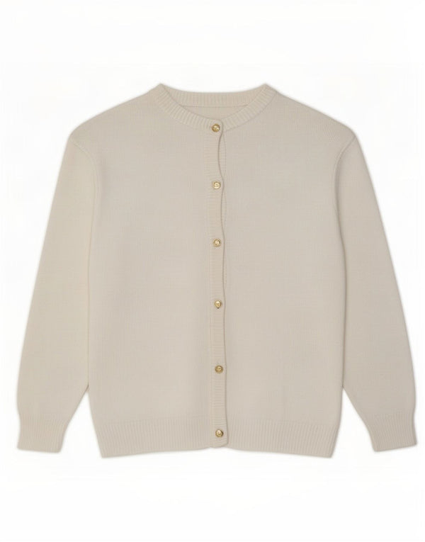 Vintage Womens Cardigan Sweater UK 16 Large White Cotton