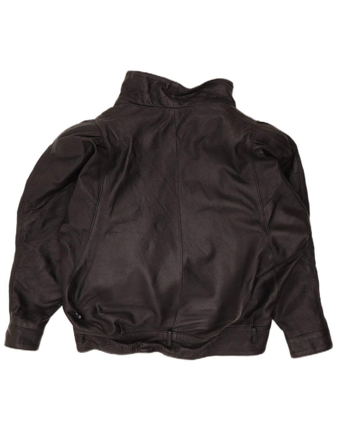 VINTAGE Womens Oversized Leather Jacket UK 14 Medium Black