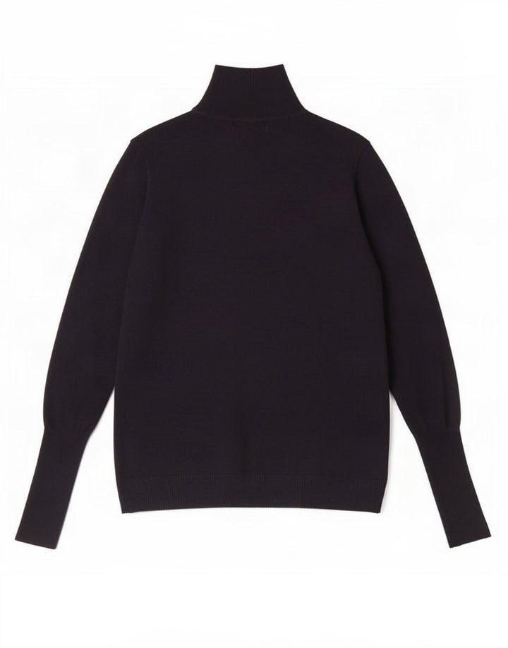 Zara Womens Turtle Neck Jumper Sweater UK 14 Medium Navy Blue Modal