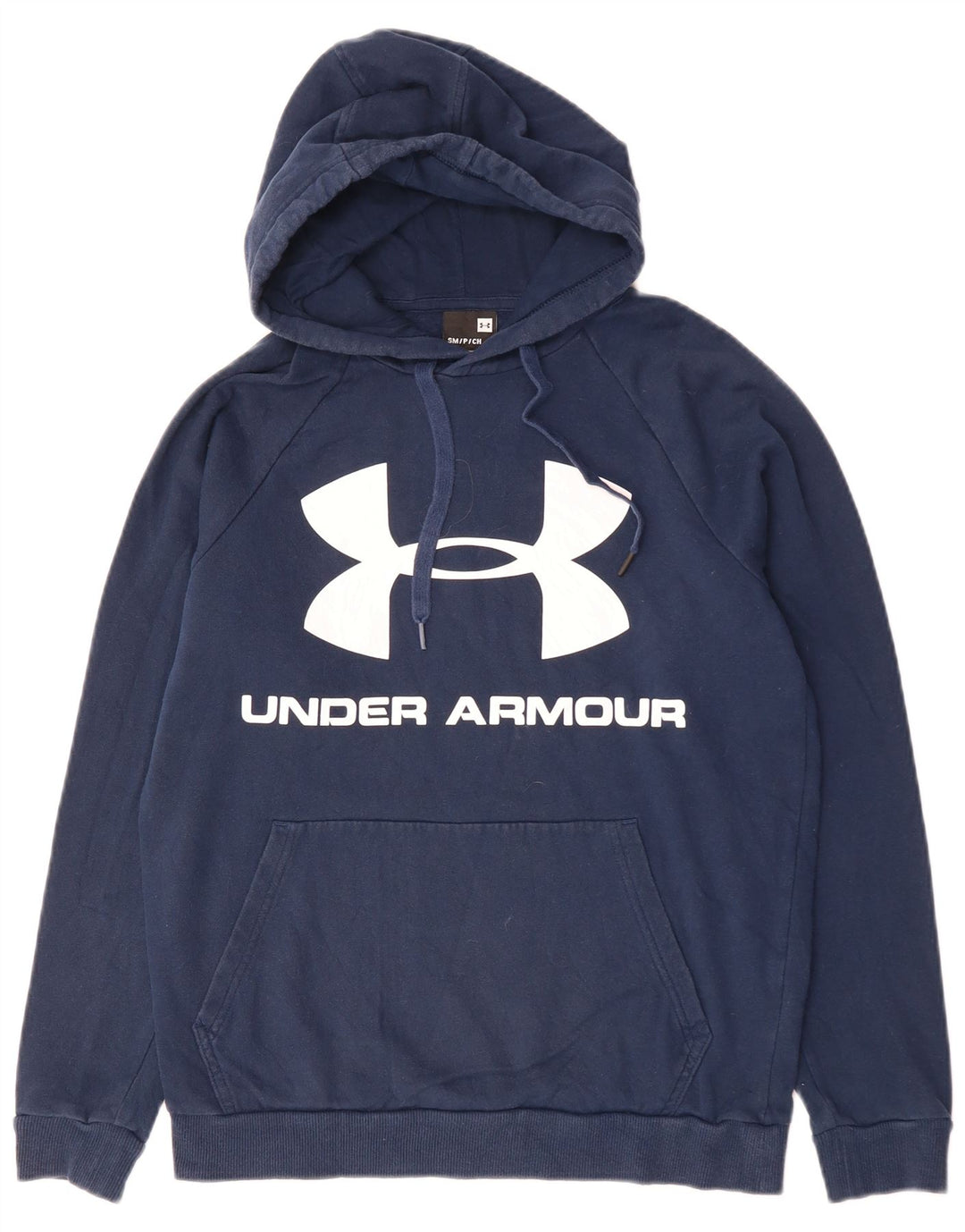 UNDER ARMOUR Mens Graphic Hoodie Jumper Small Navy Blue Cotton