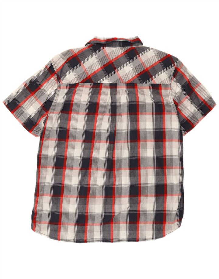 Weird Fish Mens Short Sleeve Shirt Large Blue Check Cotton