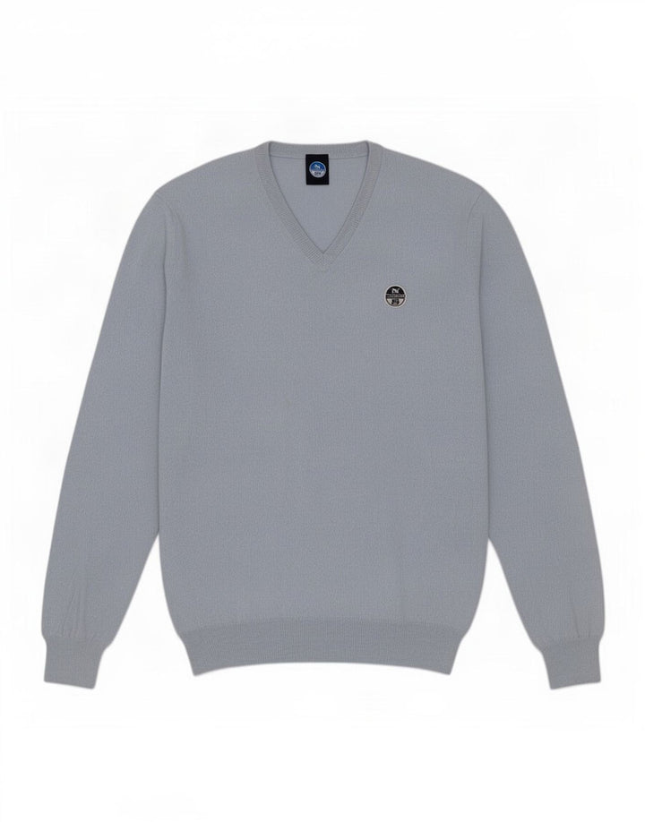 North Sails Mens V-Neck Jumper Sweater Medium Blue Cotton