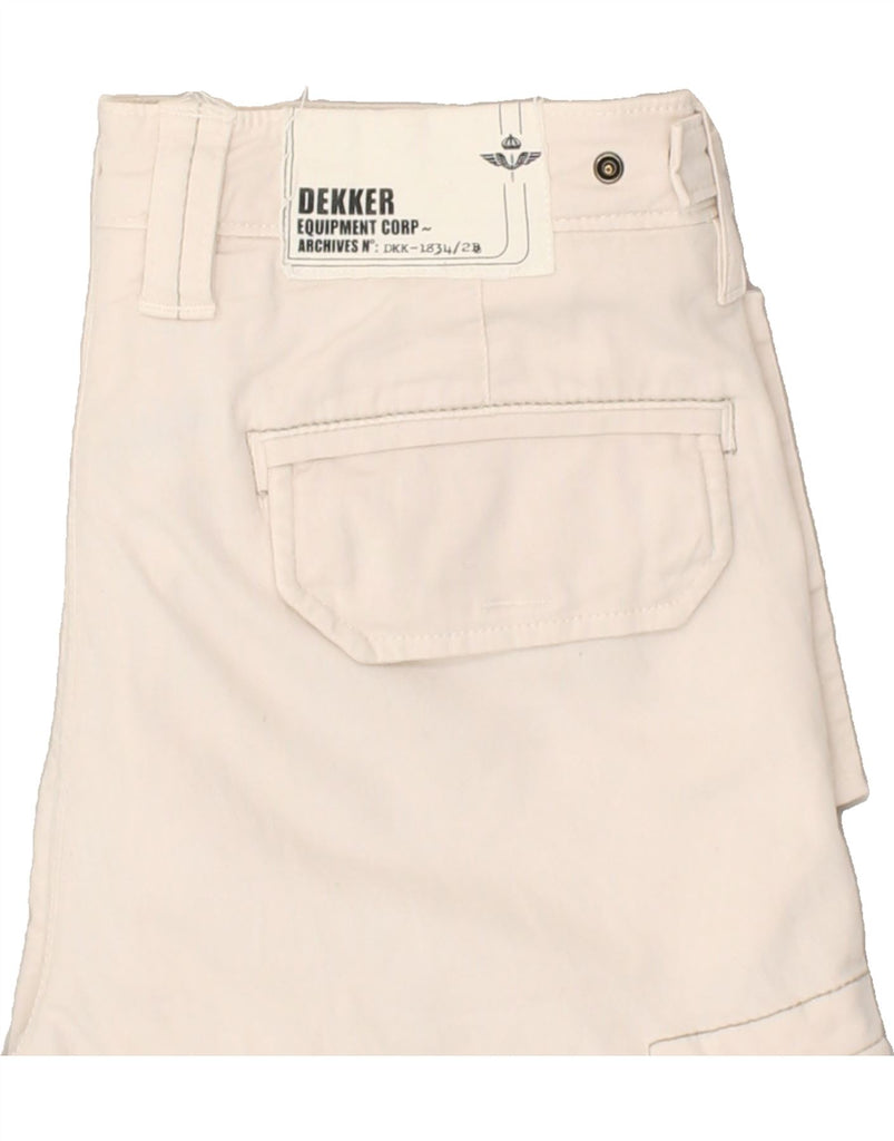 DEKKER Mens Cargo Shorts W32 Medium White Cotton | Vintage Dekker | Thrift | Second-Hand Dekker | Used Clothing | Messina Hembry 