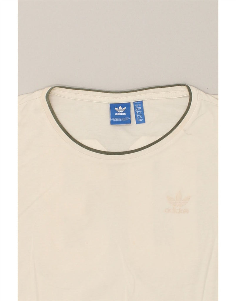 ADIDAS Womens Graphic T-Shirt Top UK 12 Medium White Cotton | Vintage Adidas | Thrift | Second-Hand Adidas | Used Clothing | Messina Hembry 