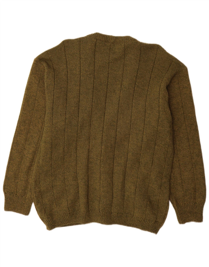 VINTAGE Mens Cardigan Sweater Large Khaki Alpaca Wool