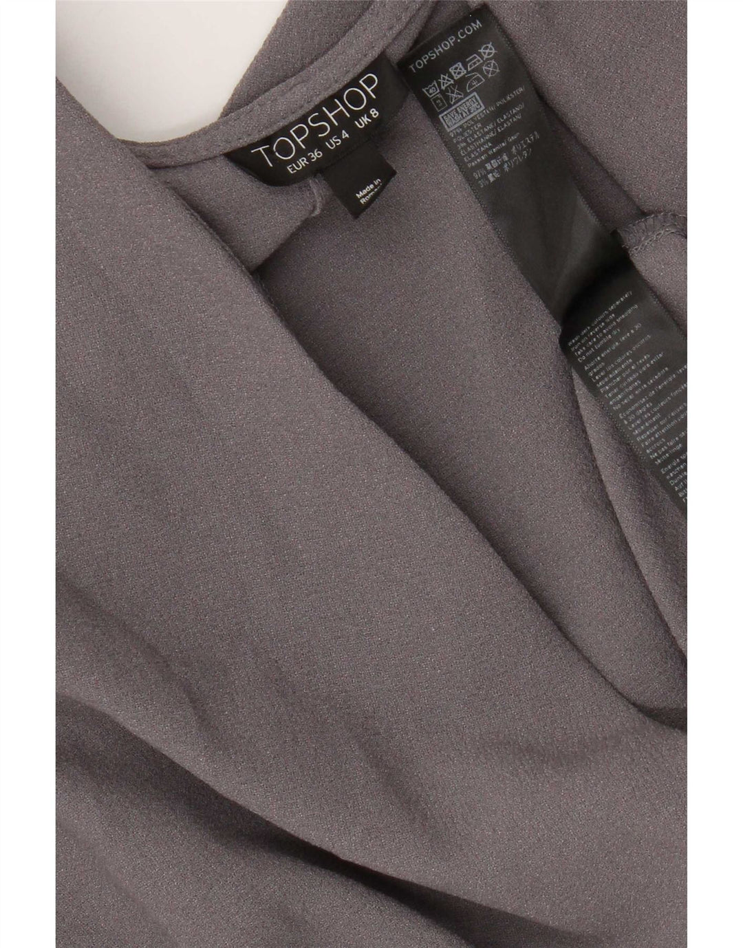 Topshop Womens Batwing Wrap Dress UK 8 Small Grey Polyester