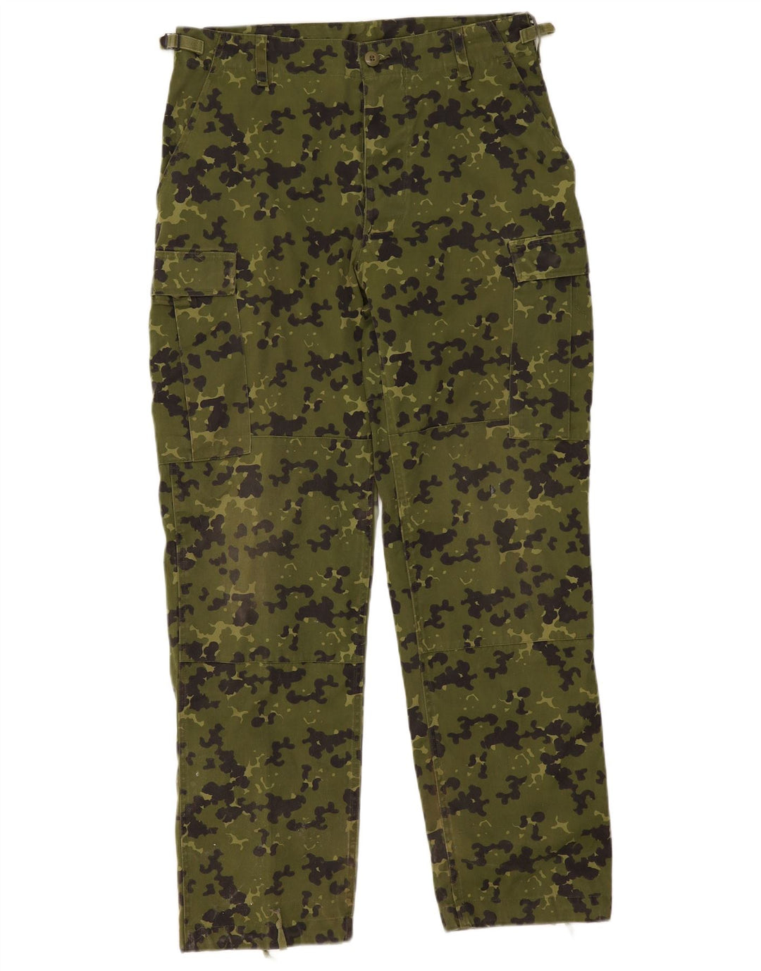 Vintage Mens Straight Cargo Trousers W34 L32 Khaki Camouflage Polyester