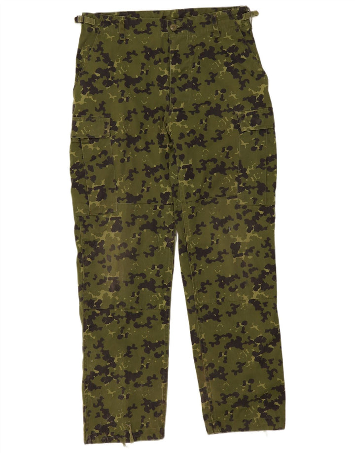 Vintage Mens Straight Cargo Trousers W34 L32 Khaki Camouflage Polyester