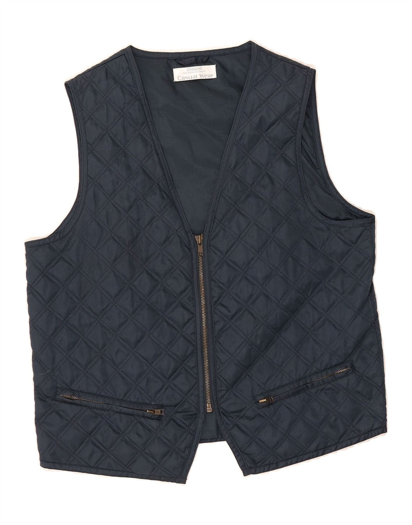 ST. BERNARD Womens Quilted Gilet UK 12 Medium Navy Blue Polyamide Vintage St. Bernard and Second-Hand St. Bernard from Messina Hembry 