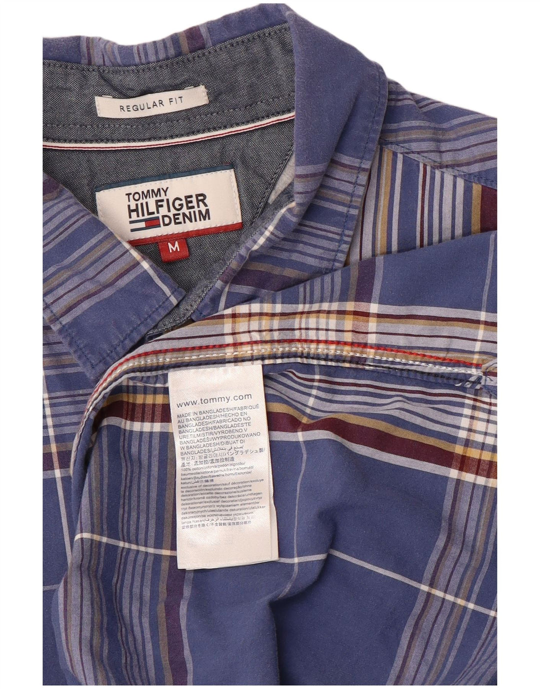 Tommy Hilfiger Mens Regular Fit Shirt Medium Blue Check Cotton