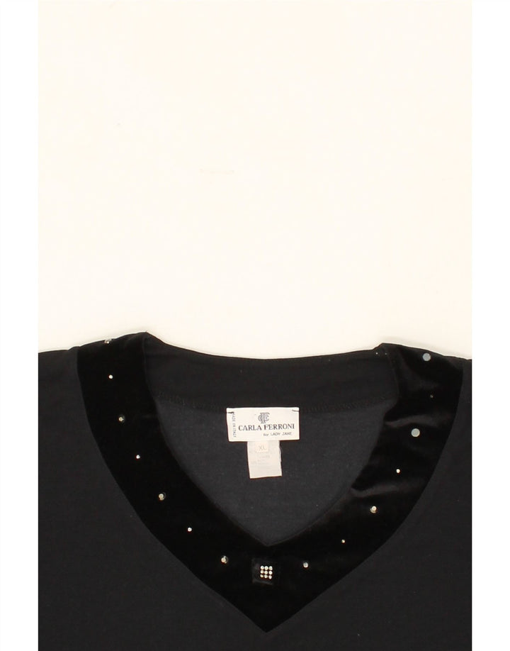 CARLA FERRONI Womens Top Long Sleeve UK 18 XL Black Vintage CARLA FERRONI and Second-Hand CARLA FERRONI from Messina Hembry 