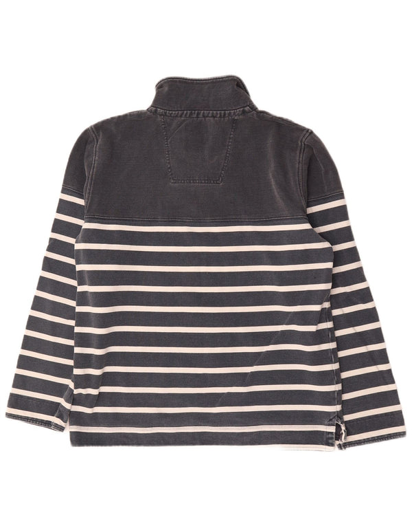 Crew Clothing Mens Zip Neck Sweatshirt Jumper XL Navy Blue Striped Cotton