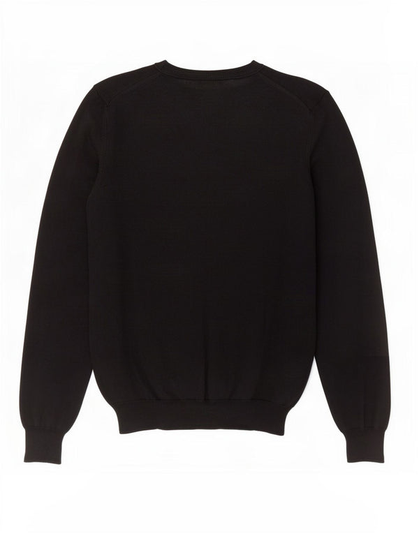 Zara Mens V-Neck Jumper Sweater Large Black Cotton