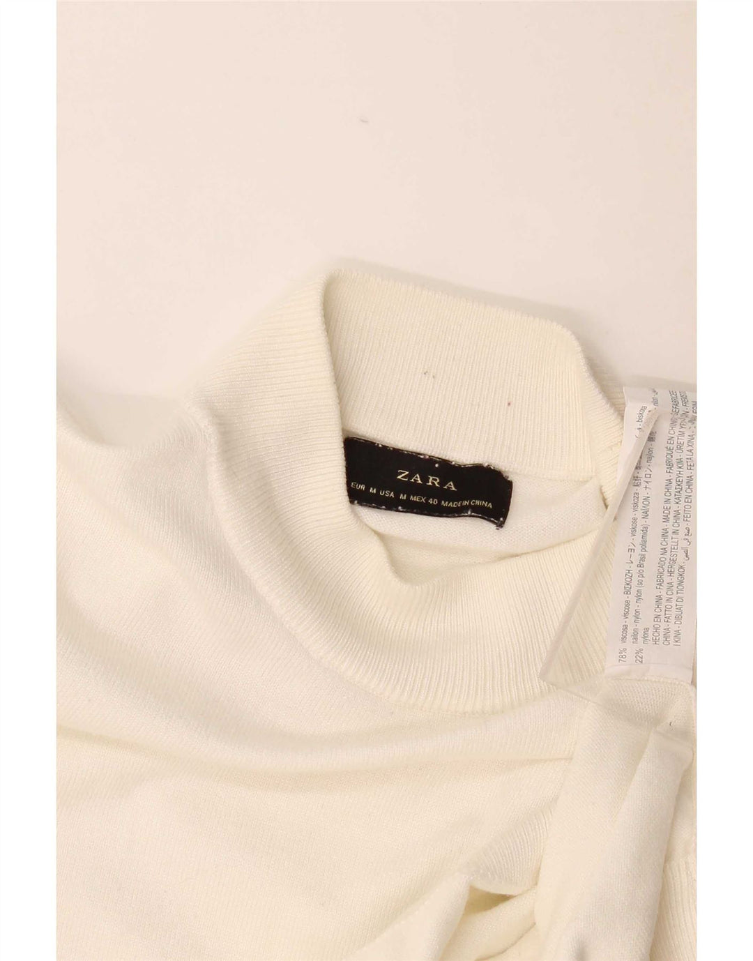 Zara Mens Turtle Neck Jumper Sweater Medium Beige Viscose
