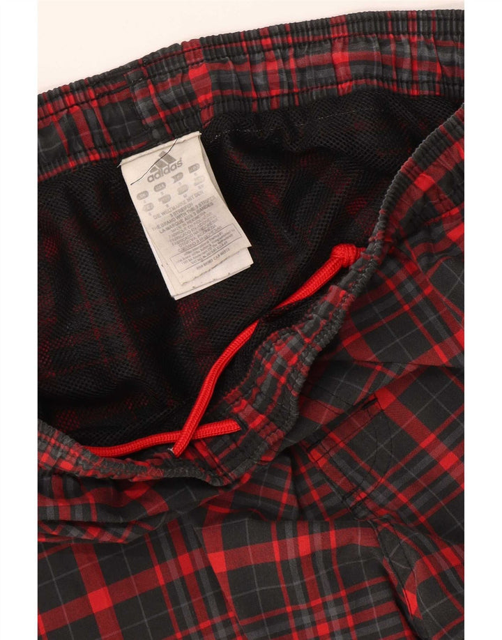 Adidas Mens Sport Shorts Small  Red Check Polyester