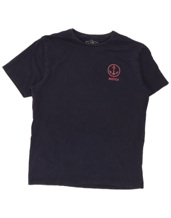 Nautica Mens Graphic T-Shirt Top Large Navy Blue Cotton