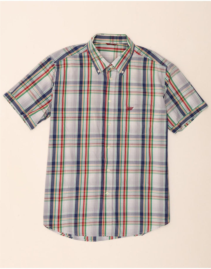 Carrera Mens Short Sleeve Shirt 2XL White Check Cotton