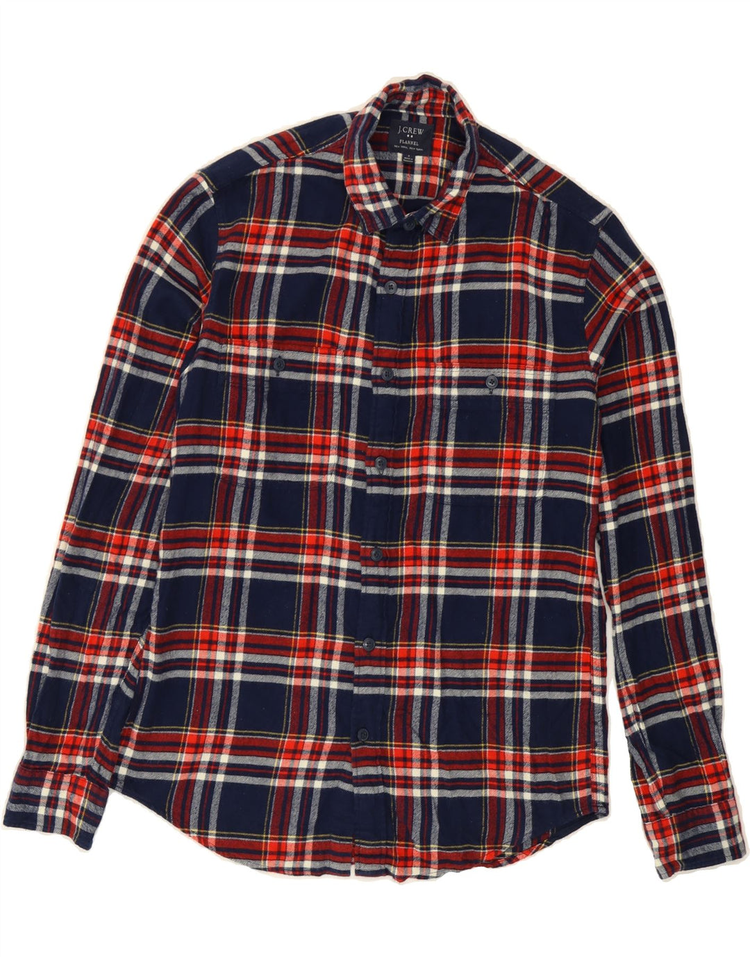 J. CREW Mens Flannel Shirt Small Navy Blue Check Cotton Vintage J. Crew and Second-Hand J. Crew from Messina Hembry 