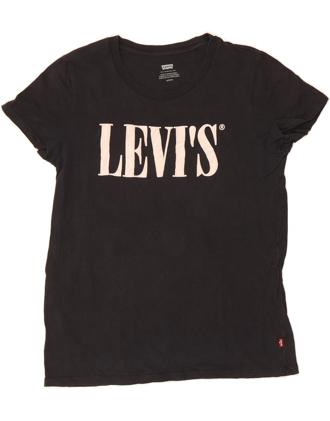 LEVI'S Womens Graphic T-Shirt Top UK 10 Small Black Vintage Levi's and Second-Hand Levi's from Messina Hembry 