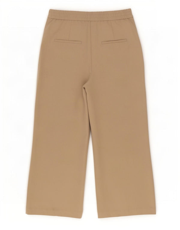 Zara Womens High Waist Wide Leg Cropped Trousers XS W24 L24 Beige Viscose