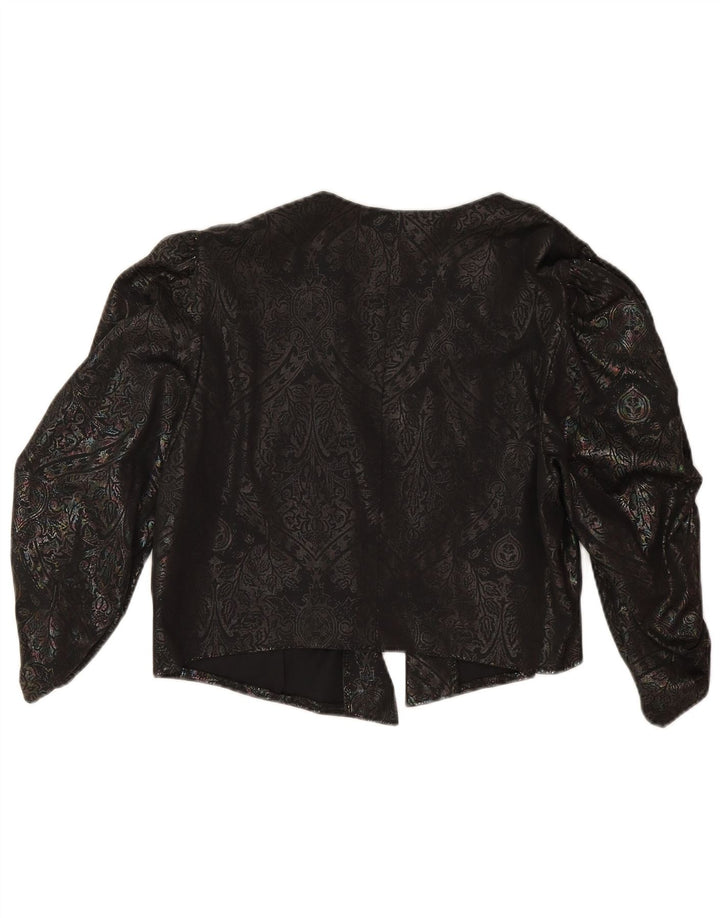 C & A Womens 3/4 Sleeve Bolero Top IT 42 Medium Black Paisley