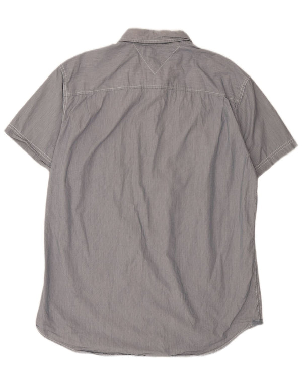 Tommy Hilfiger Mens Short Sleeve Custom Fit Shirt XL Blue Check Cotton