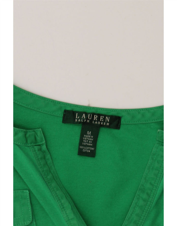RALPH LAUREN Womens Blouse Top UK 14 Medium Green Cotton Vintage Ralph Lauren and Second-Hand Ralph Lauren from Messina Hembry 