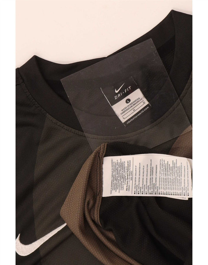 Nike Mens Dri Fit Graphic Top Long Sleeve Large Black Polyester