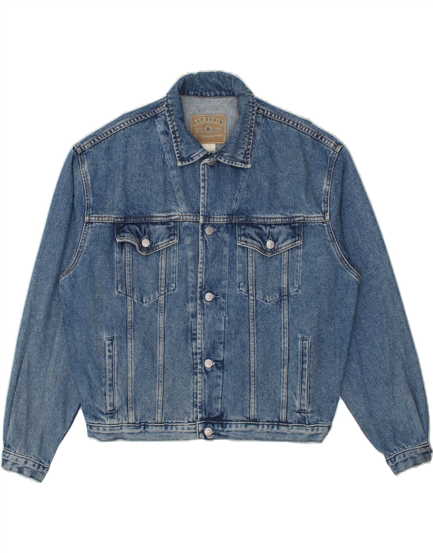 GAP Mens Denim Jacket UK 40 Large Blue Cotton Vintage Second Hand Clothing Online Messina Hembry