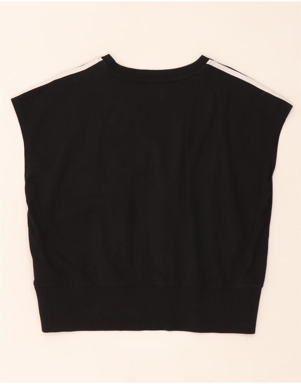 Adidas Womens Short Sleeve Sweatshirt Jumper UK 14 Large Black Cotton