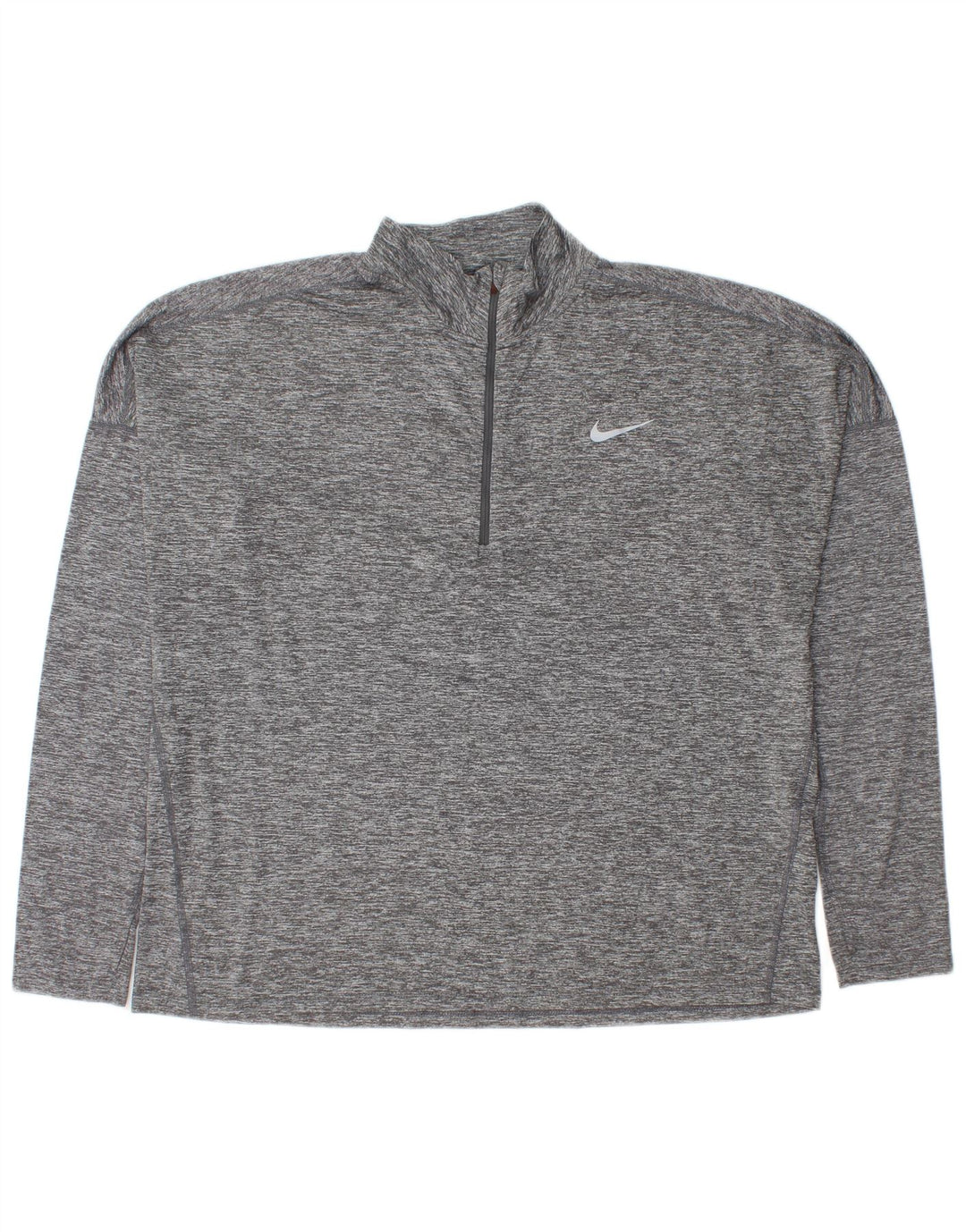 Nike Mens Zip Neck Pullover Tracksuit Top XL Grey Flecked Polyester