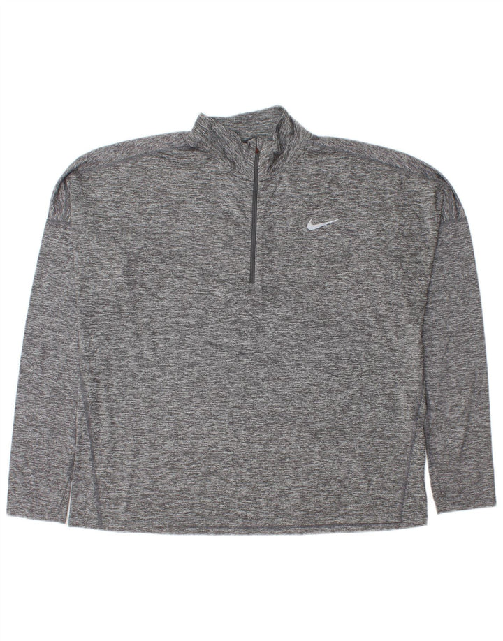 Nike Mens Zip Neck Pullover Tracksuit Top XL Grey Flecked Polyester