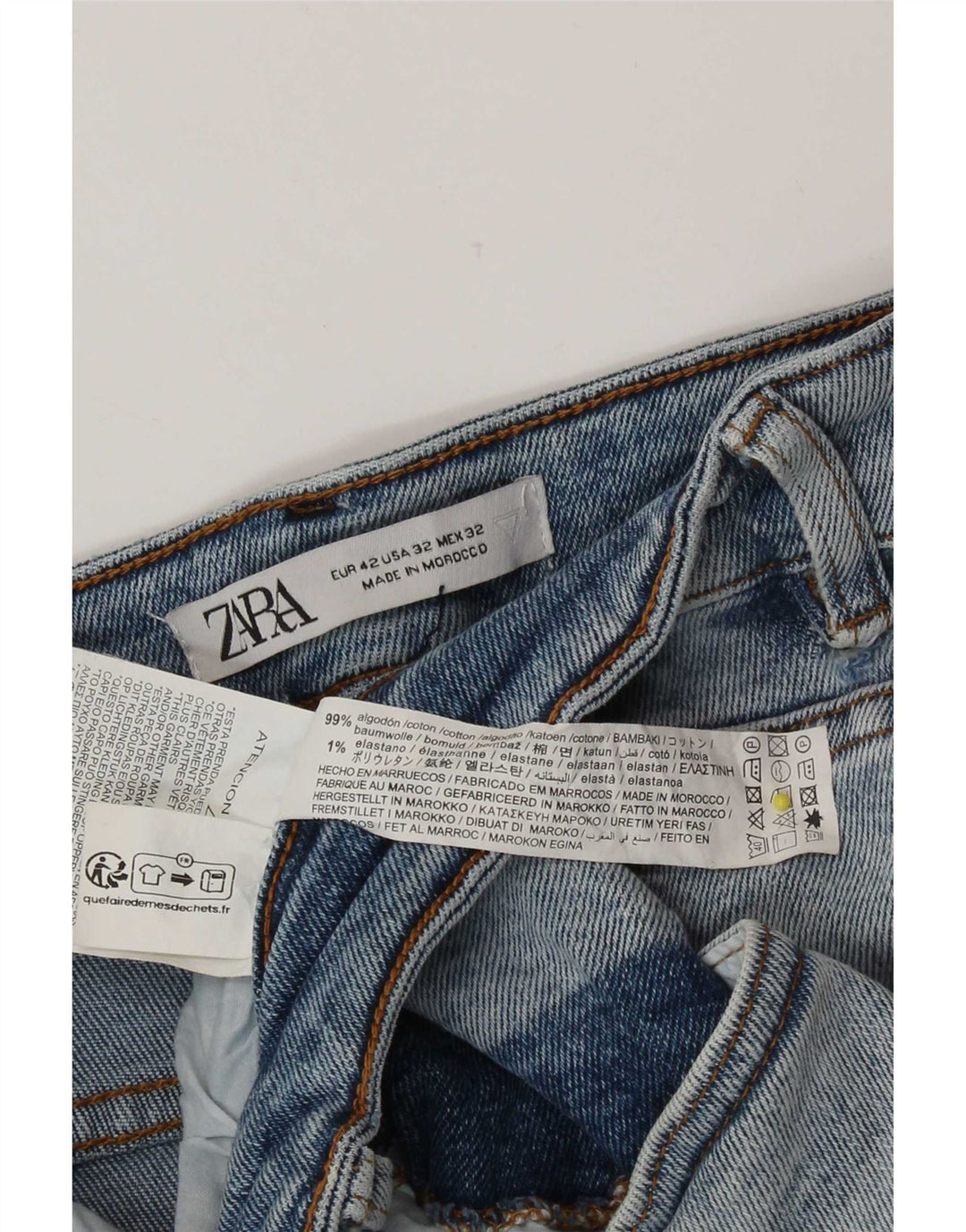 Zara Mens Denim Shorts EU 42 Large W32  Blue Cotton