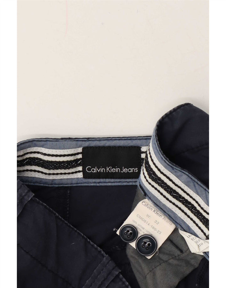 Calvin Klein Mens Chino Shorts W32 Medium Navy Blue Cotton