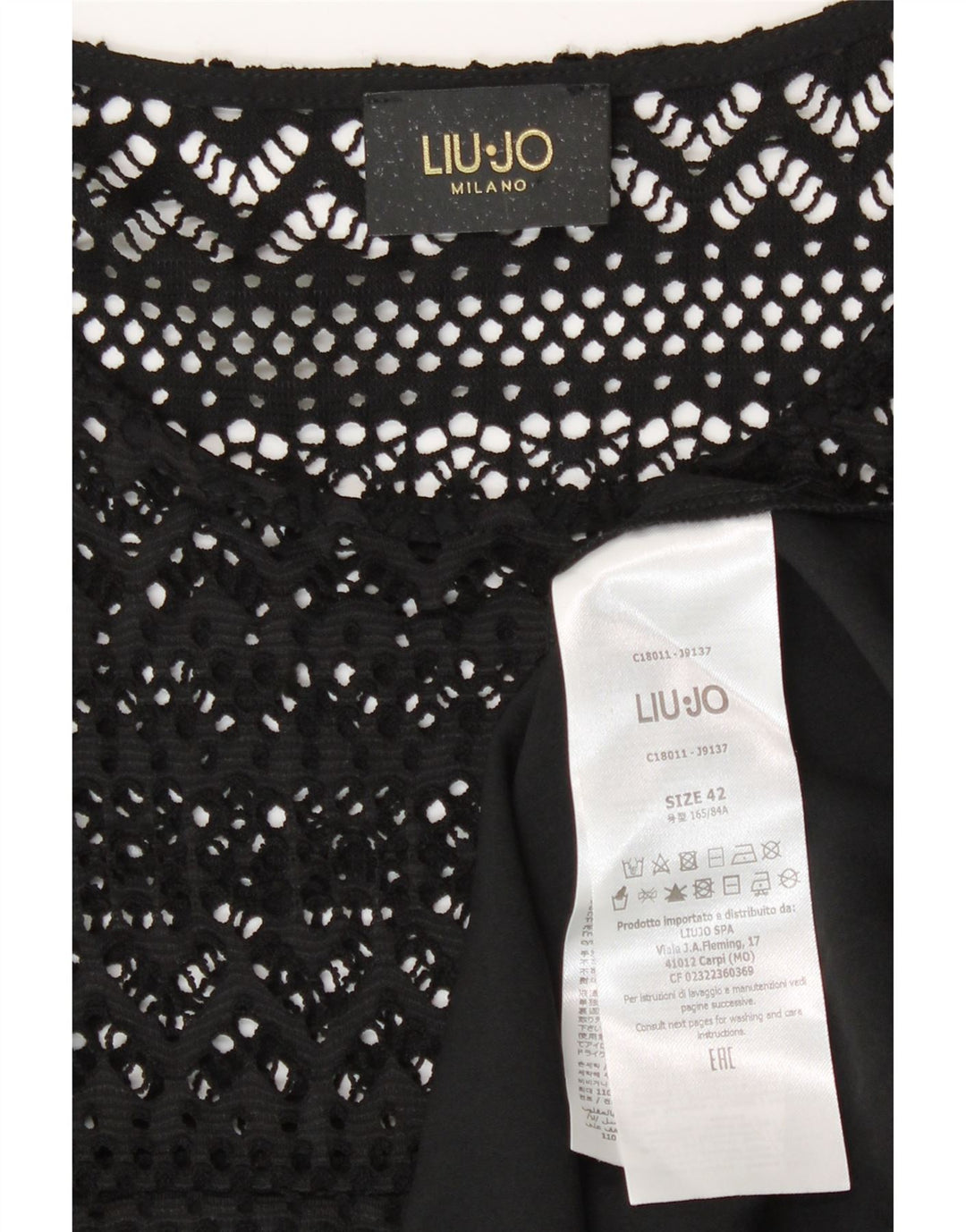 Liu Jo Womens Crochet A-Line Dress IT 42 Medium Black Polyester