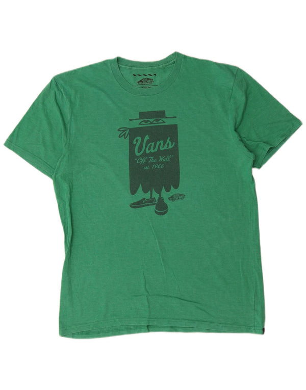 Vans Mens Custom Fit Graphic T-Shirt Top Large Green Cotton