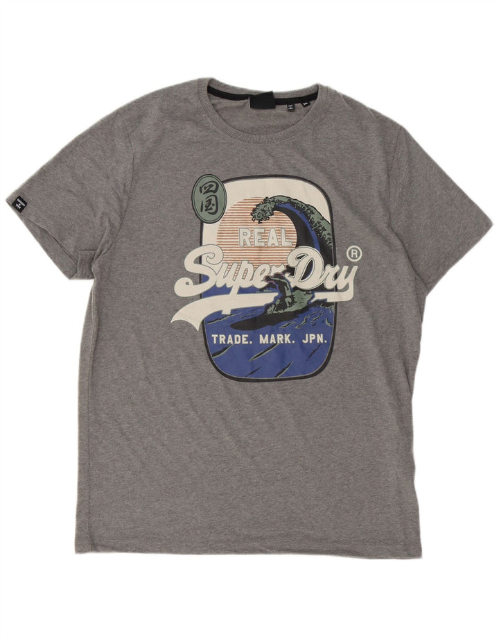 Superdry Mens Graphic T-Shirt Top 2XL Grey Cotton