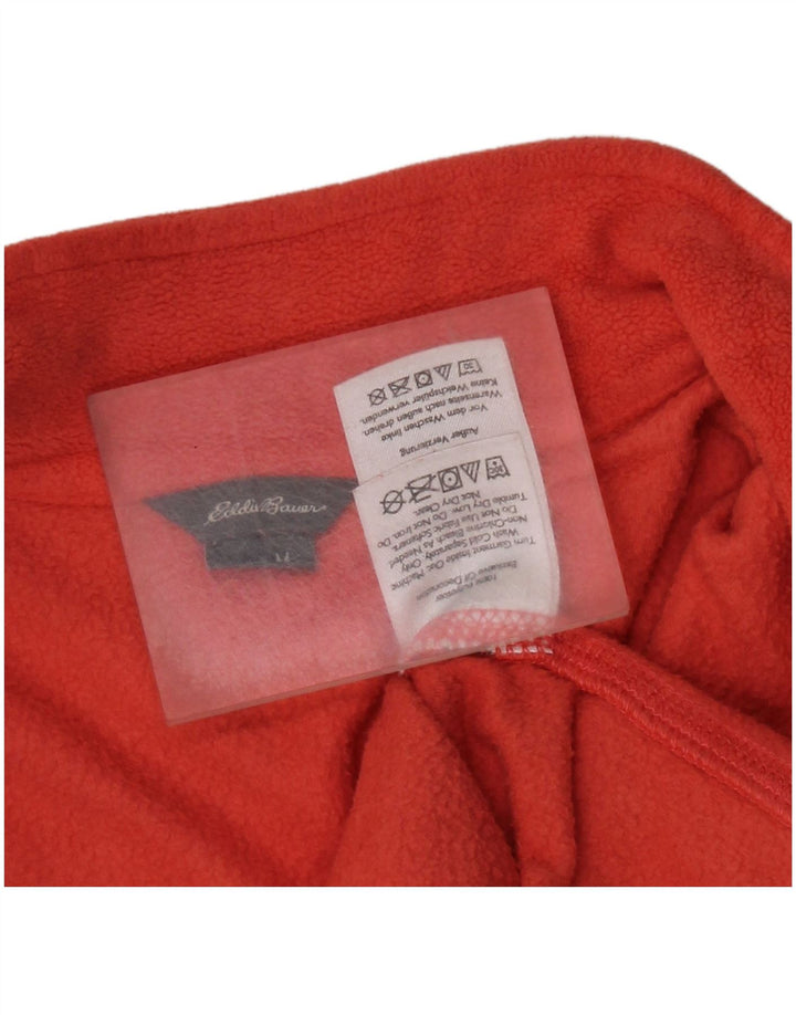 EDDIE BAUER Womens Zip Neck Fleece Jumper UK 12 Medium Orange Polyester