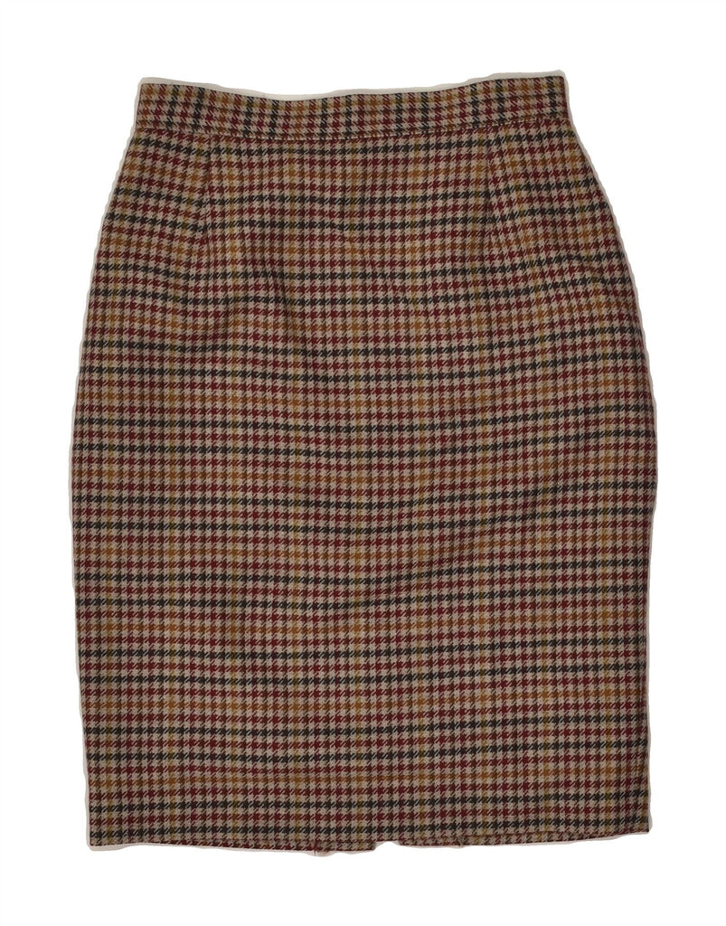 CARACTERE Womens Pencil Skirt UK 10 Small W26  Brown Houndstooth New Wool | Vintage Caractere | Thrift | Second-Hand Caractere | Used Clothing | Messina Hembry 