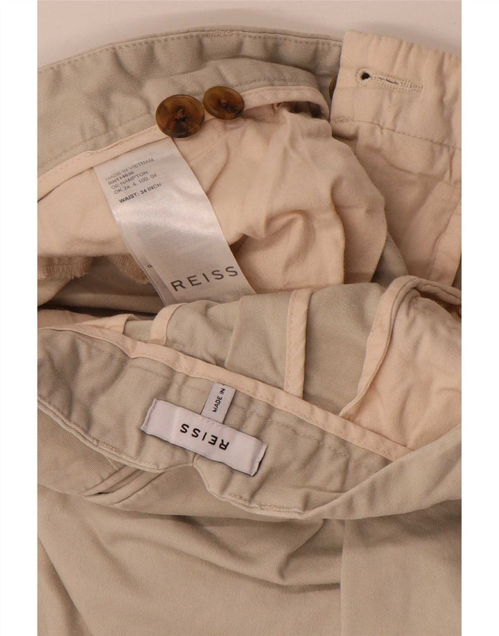Reiss Mens Chino Shorts W34 Large Beige Cotton