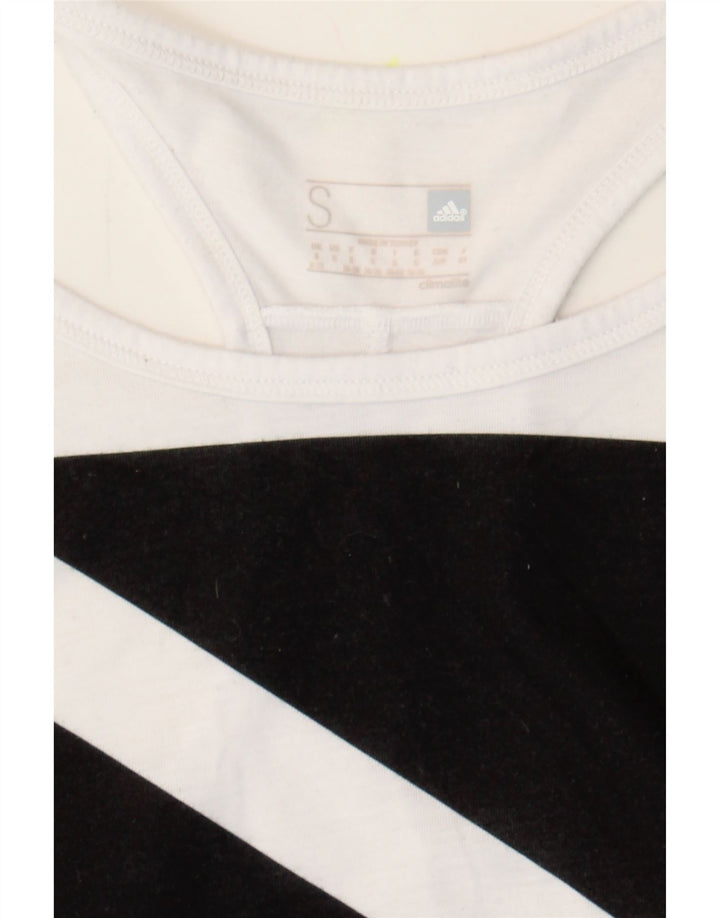 ADIDAS Womens Climalite Graphic Vest Top UK 8/10 Small White Polyester Vintage Adidas and Second-Hand Adidas from Messina Hembry 