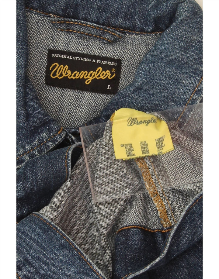 WRANGLER Womens Crop Denim Jacket UK 14 Large Blue Cotton Vintage Wrangler and Second-Hand Wrangler from Messina Hembry 