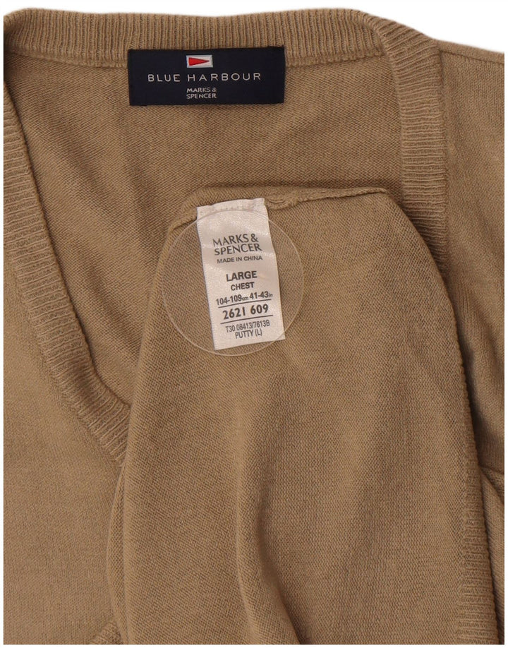 Marks & Spencer Mens Blue Harbour Vest Tank Top Large Beige Acrylic