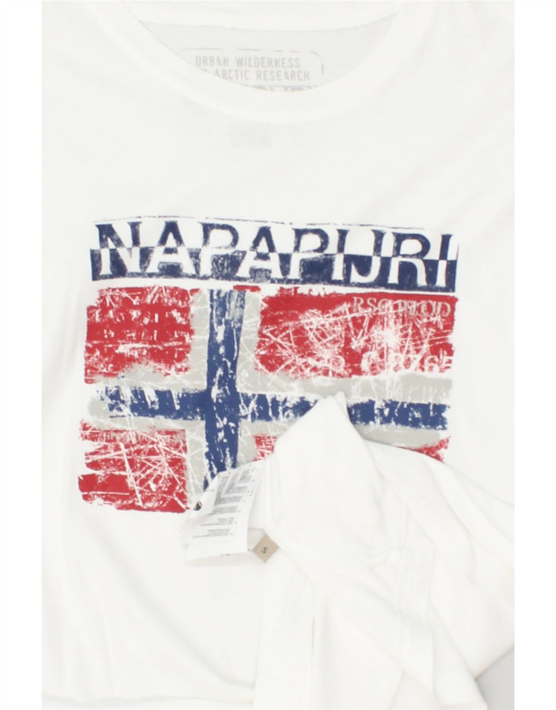 NAPAPIJRI Mens Graphic T-Shirt Top Small White | Vintage Napapijri | Thrift | Second-Hand Napapijri | Used Clothing | Messina Hembry 