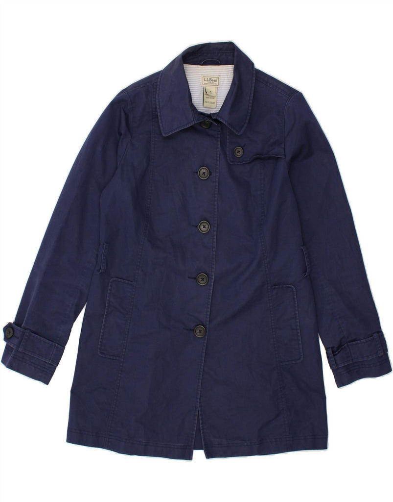 L.L.BEAN Womens Overcoat UK 14 Medium Navy Blue Cotton | Vintage L.L.Bean | Thrift | Second-Hand L.L.Bean | Used Clothing | Messina Hembry 