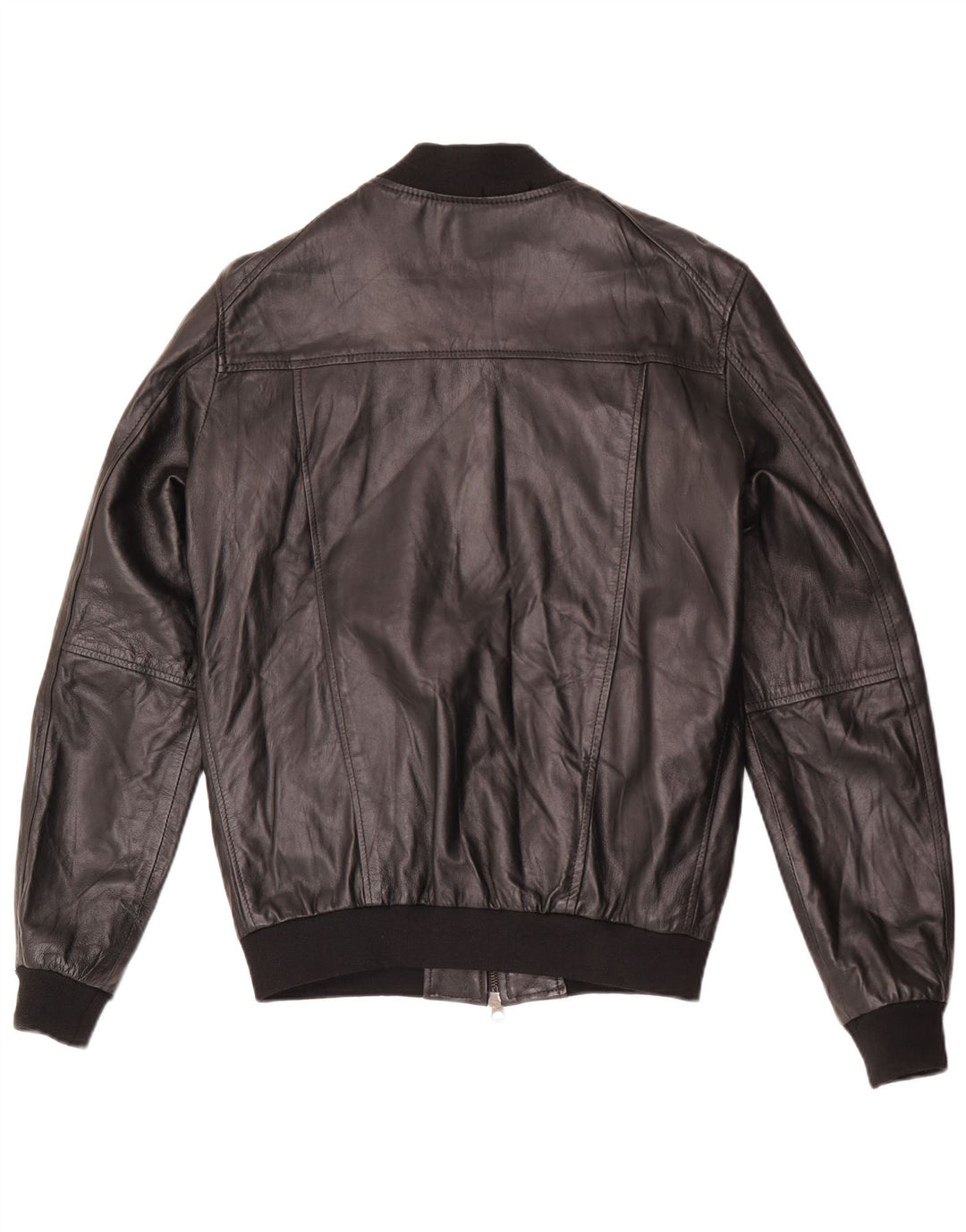 Vintage Mens Bomber Leather Jacket IT 48 Medium Black Leather