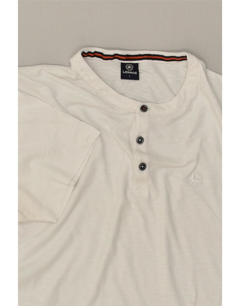 LERROS Mens Polo Shirt Large White Vintage Lerros and Second-Hand Lerros from Messina Hembry 