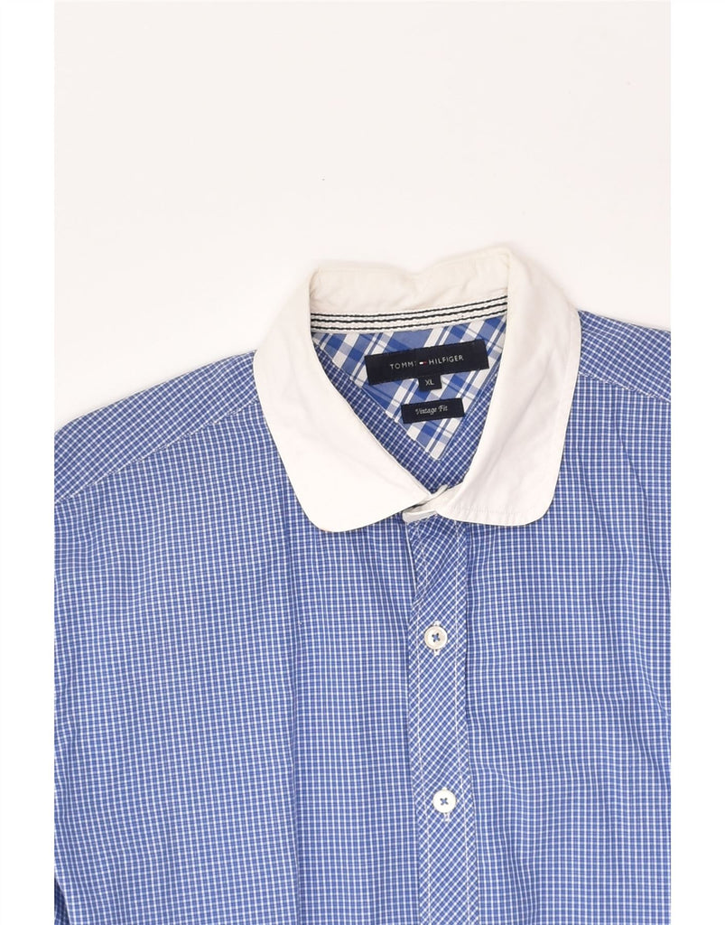 TOMMY HILFIGER Mens Vintage Fit Shirt XL Blue Check Cotton | Vintage Tommy Hilfiger | Thrift | Second-Hand Tommy Hilfiger | Used Clothing | Messina Hembry 