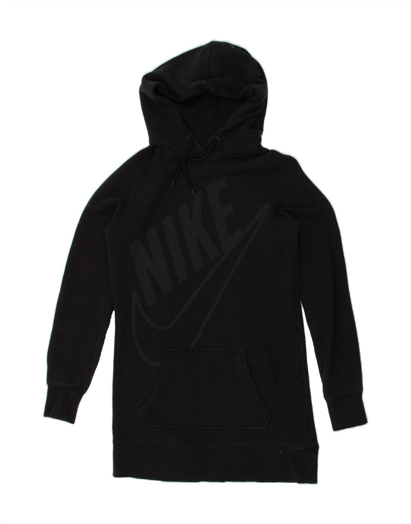 NIKE Womens Graphic Hoodie Jumper UK 14 Medium Black Cotton | Vintage Nike | Thrift | Second-Hand Nike | Used Clothing | Messina Hembry 