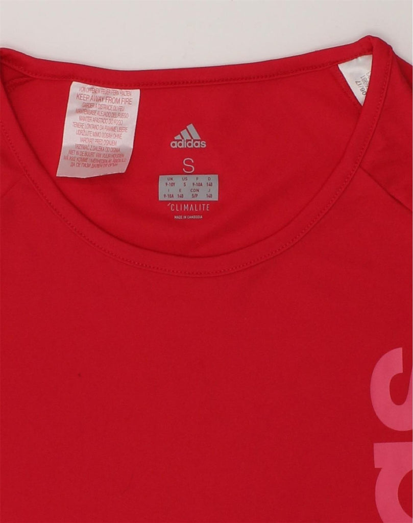 ADIDAS Girls Climalite Graphic T-Shirt Top 9-10 Years Small Red Polyester | Vintage Adidas | Thrift | Second-Hand Adidas | Used Clothing | Messina Hembry 